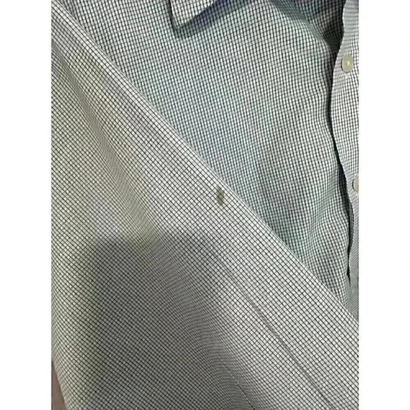 Lands’ End mens blue pinstripe checkered button up size 16.5 x 33 X-Large - Picture 8 of 8